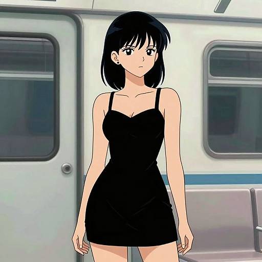 Manga-Inspired Girl in Black Dress