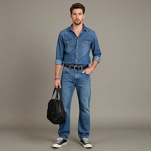 Realistic Male in Casual Denim Costume
