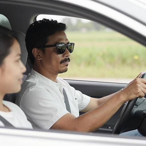 Man Driving with Style in Sunglasses