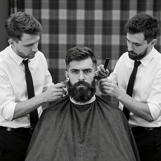 Grooming Session in Black-and-White