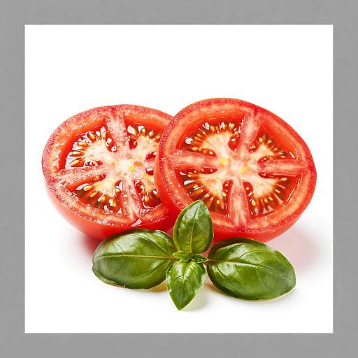 Vibrant Tomato Slices with Basil