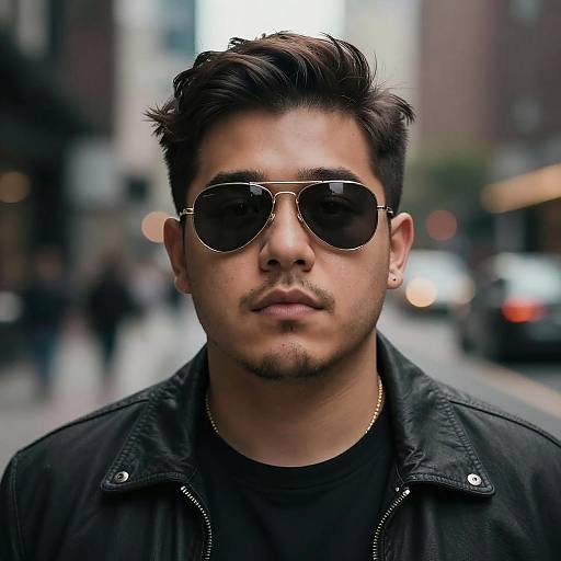 Hyperrealistic GigaChad Portrait in Aviators