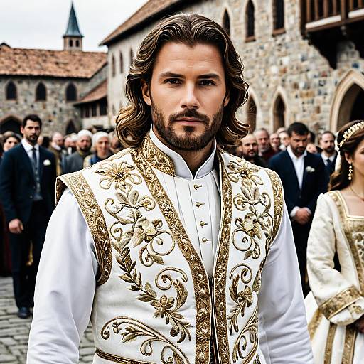 Man in Ornate Medieval Wedding Attire
