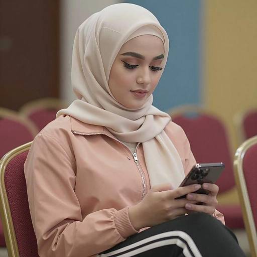 Young Woman in Beige Hijab Portrait