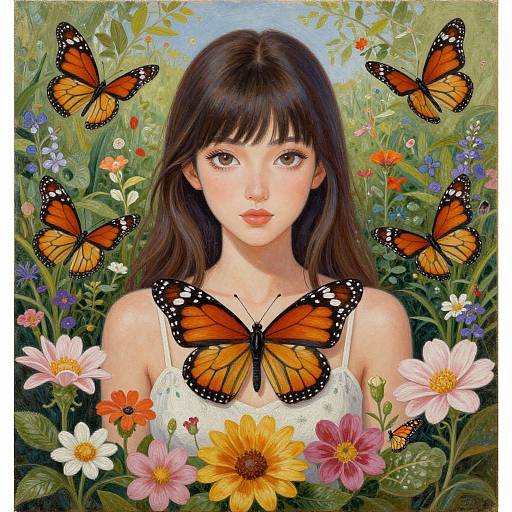 Monarch Butterfly Garden Portrait