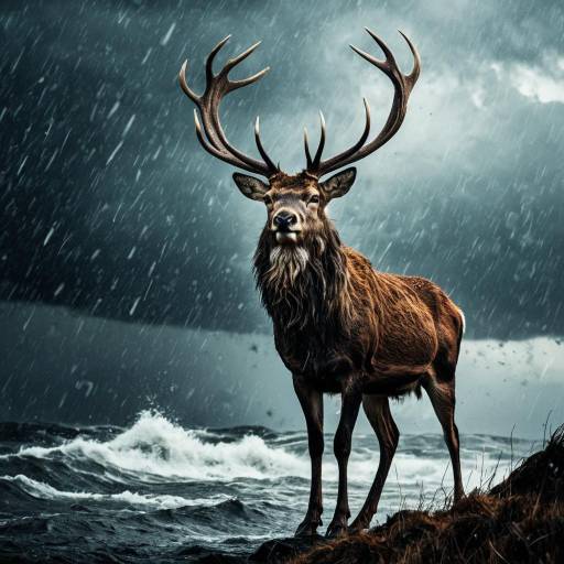 Stag in Stormy Weather