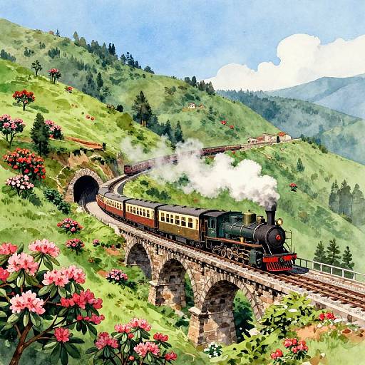 Darjeeling Steam Train in Lush Hills