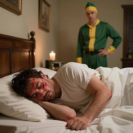 Mysterious Scene in Dimly Lit Room