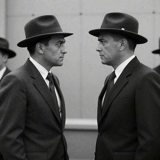 Intense Black-and-White Portrait of Men