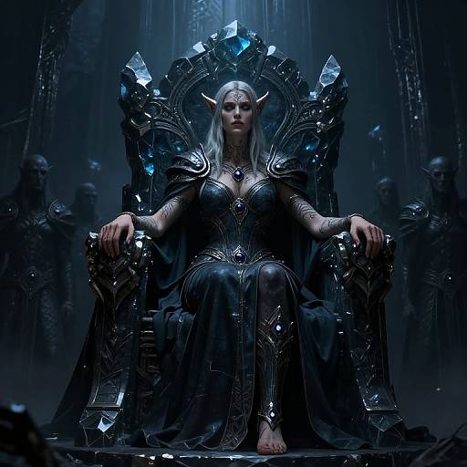 Duergar Female Ruler on Obsidian Throne