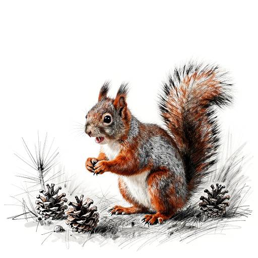 Graphite Pastel Red Squirrel Sketch