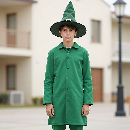 Green Halloween Costume Male Portrait