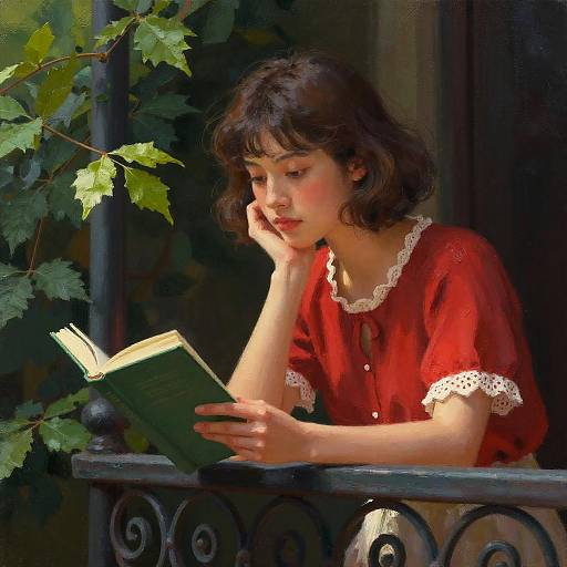 Colorful Digital Painting of Woman Reading