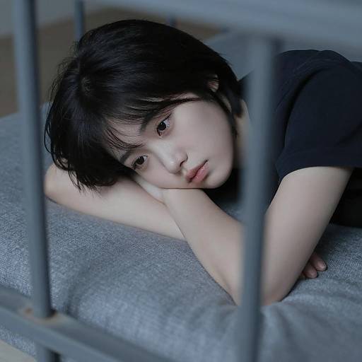 Somber Young Woman in Confinement