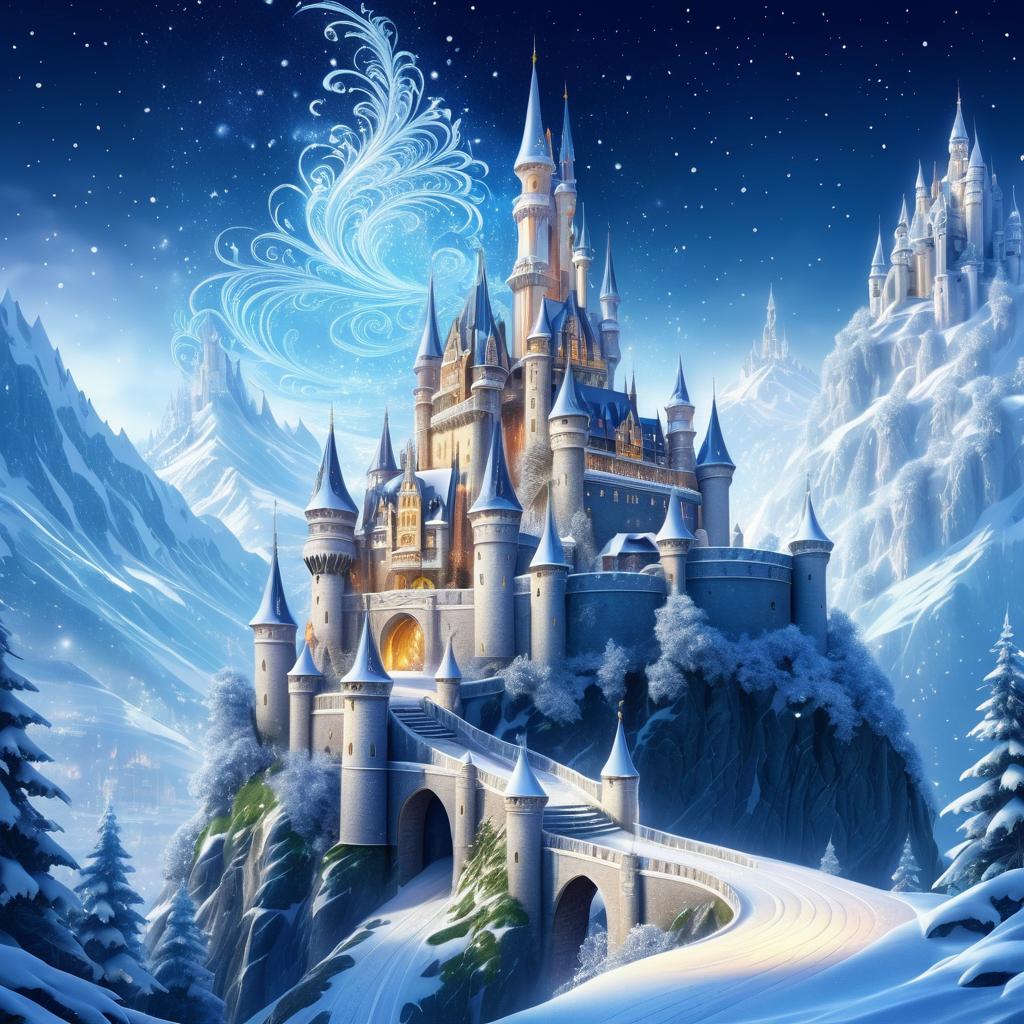 Majestic Castle on a Snowy Mountain