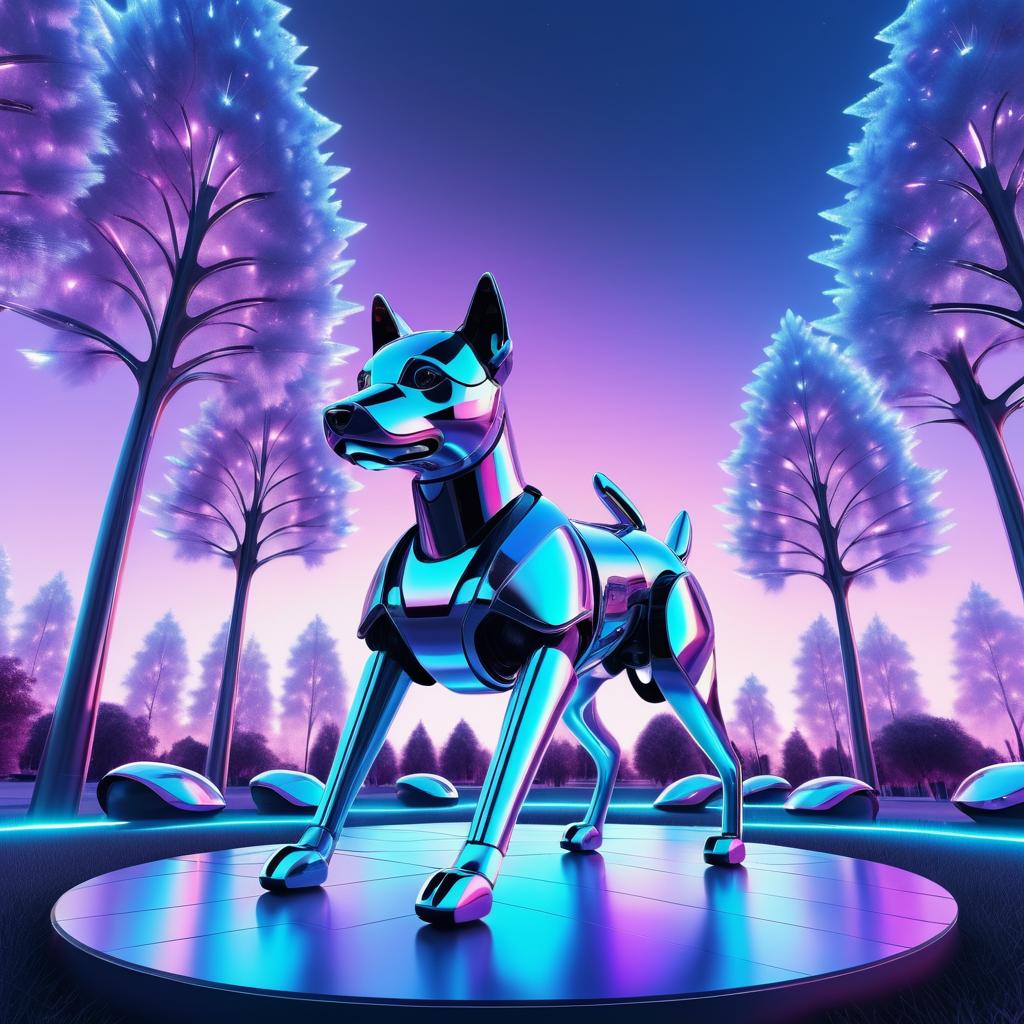 Futuristic Robotic Dog in High-Tech Park