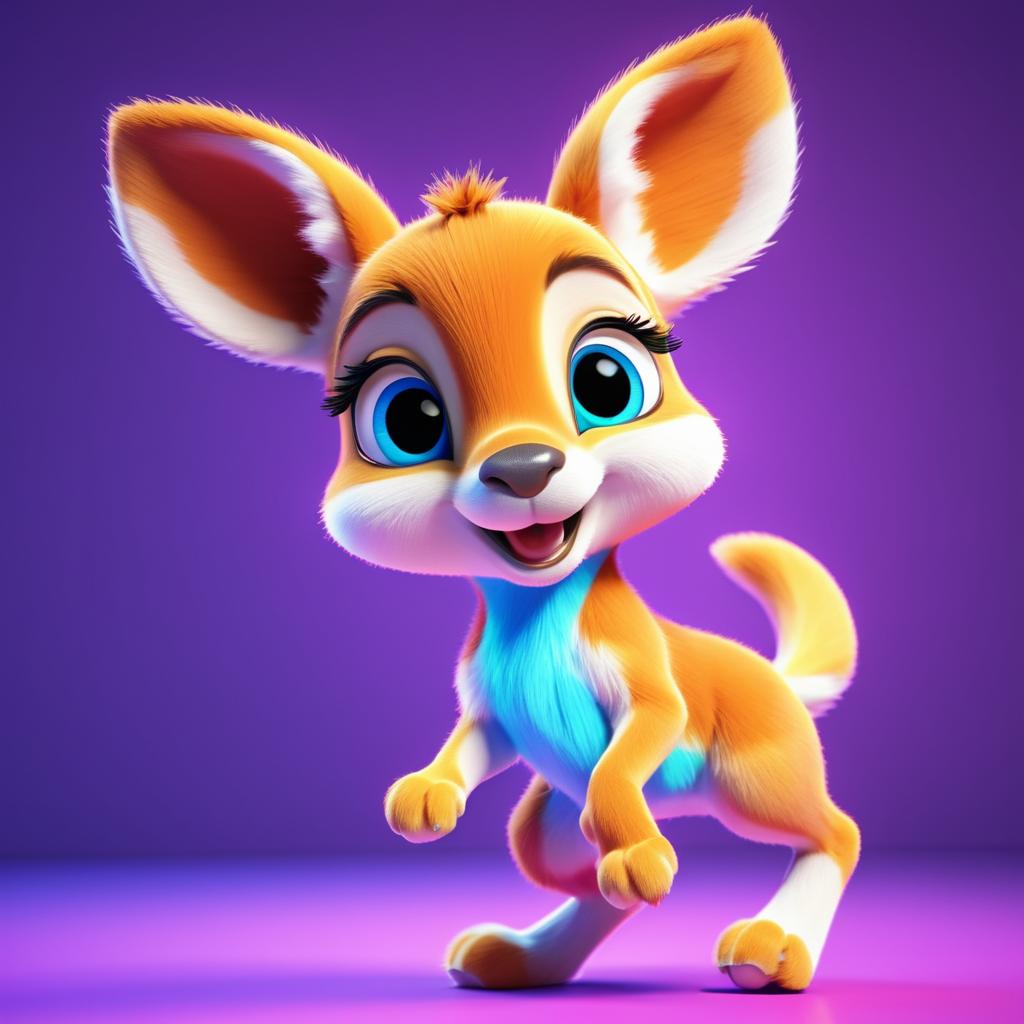 Cute Flapper Baby Kangaroo in 3D