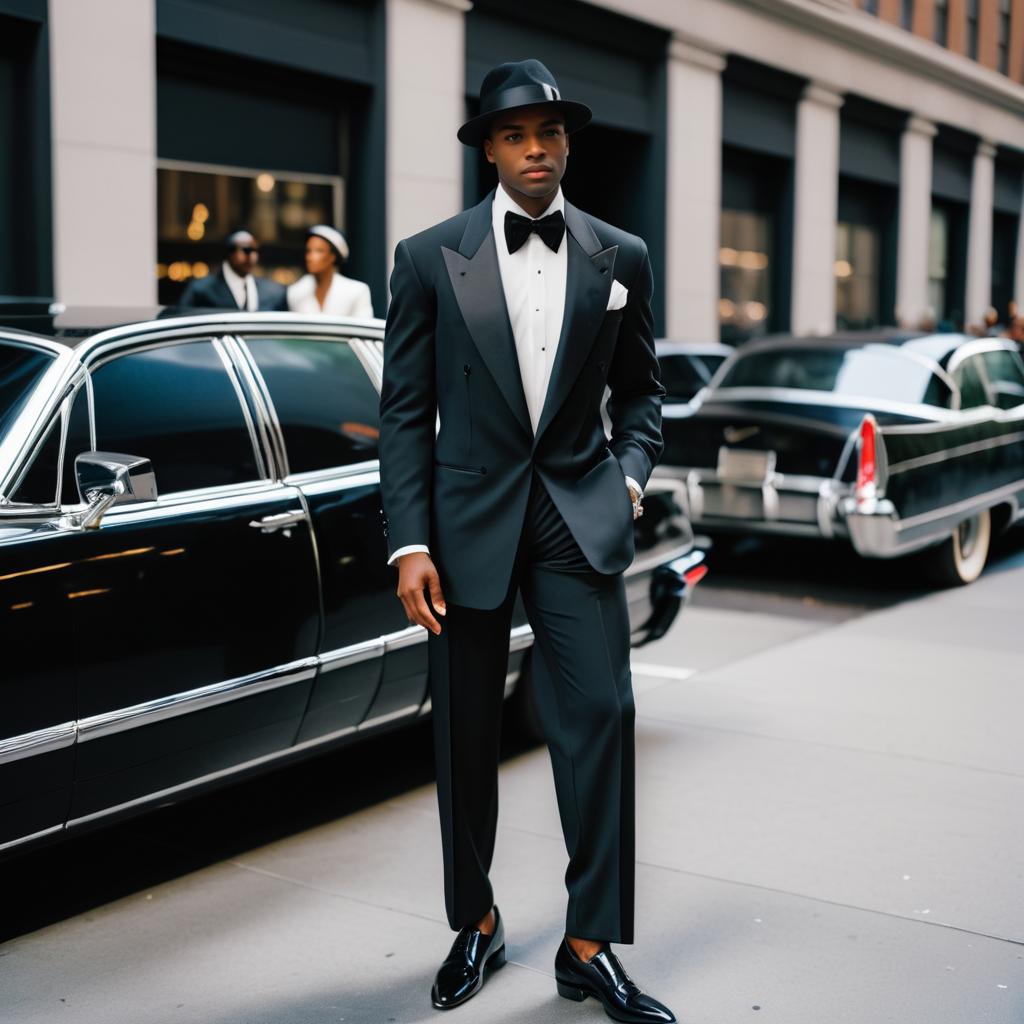 Dapper Black Man in Classic Tuxedo