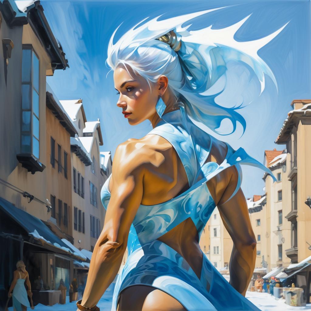 Mystical Ice Sorceress Street Art Portrait