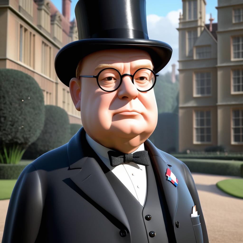 Winston Churchill in Gumball Animation Style