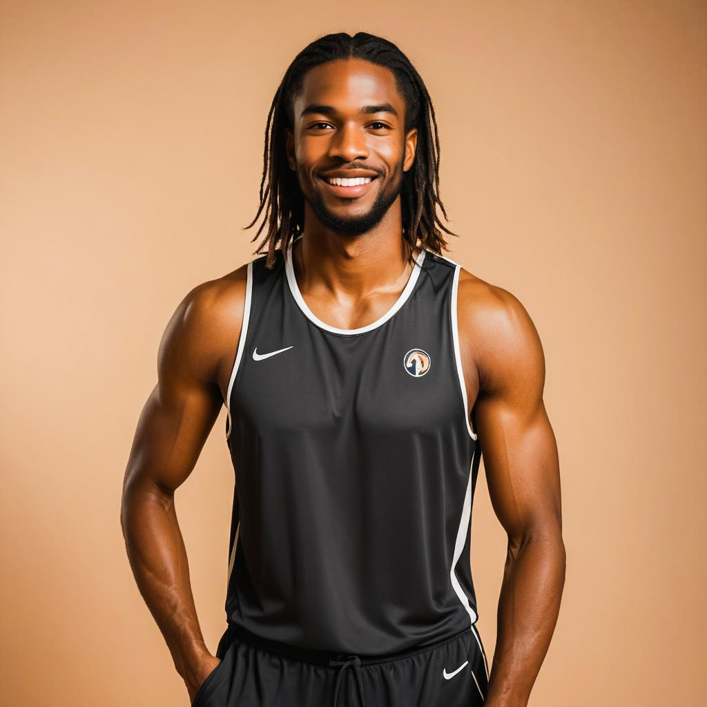 Excited Basketball Player Portrait in Studio