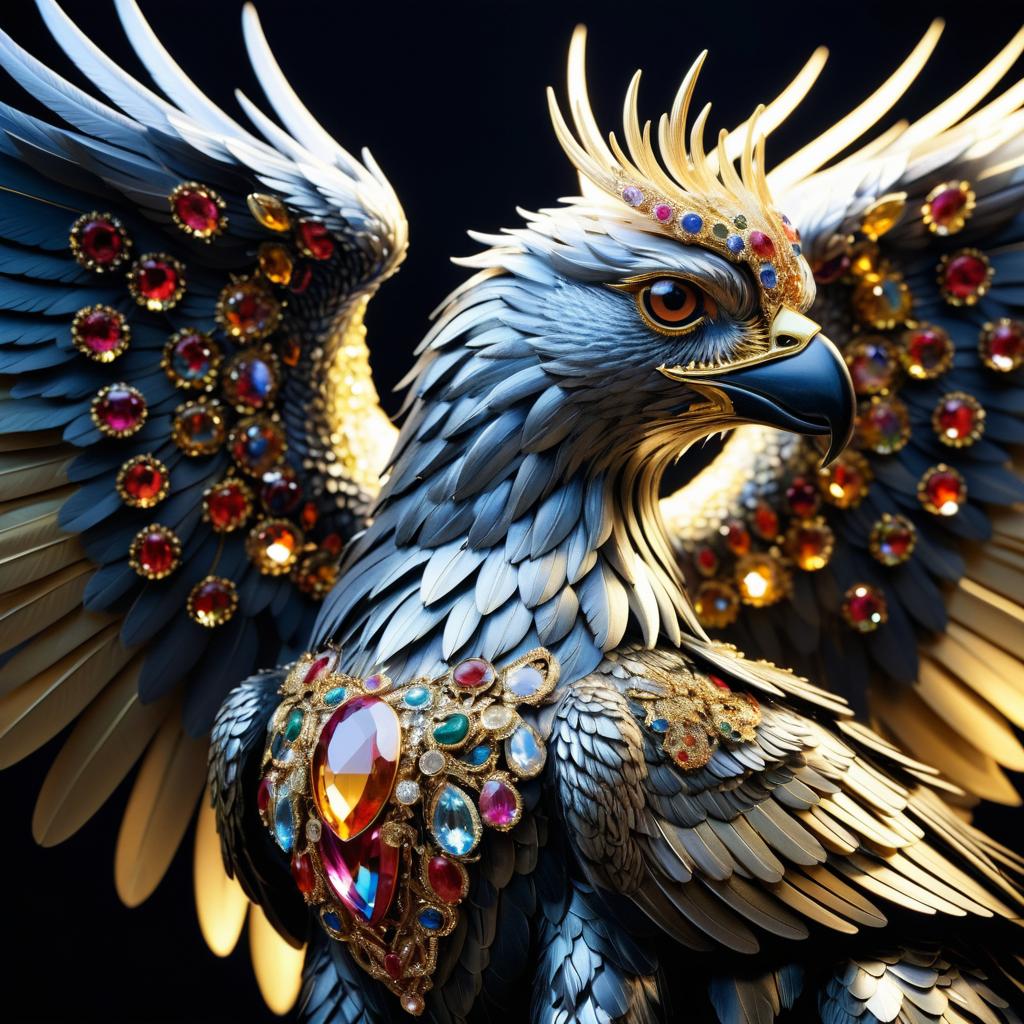 Majestic Jewel-Covered Griffon Artwork