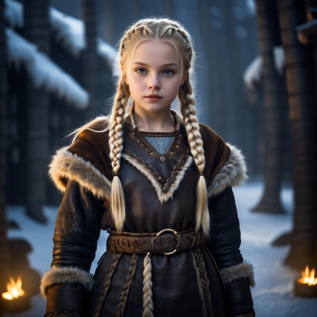 Cinematic Portrait of a Young Viking Girl