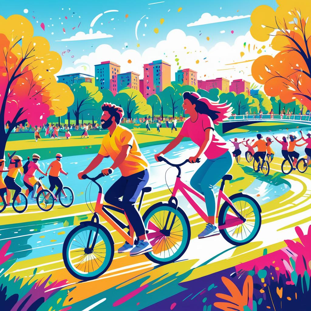 Vibrant Graffiti Style Biking Scene