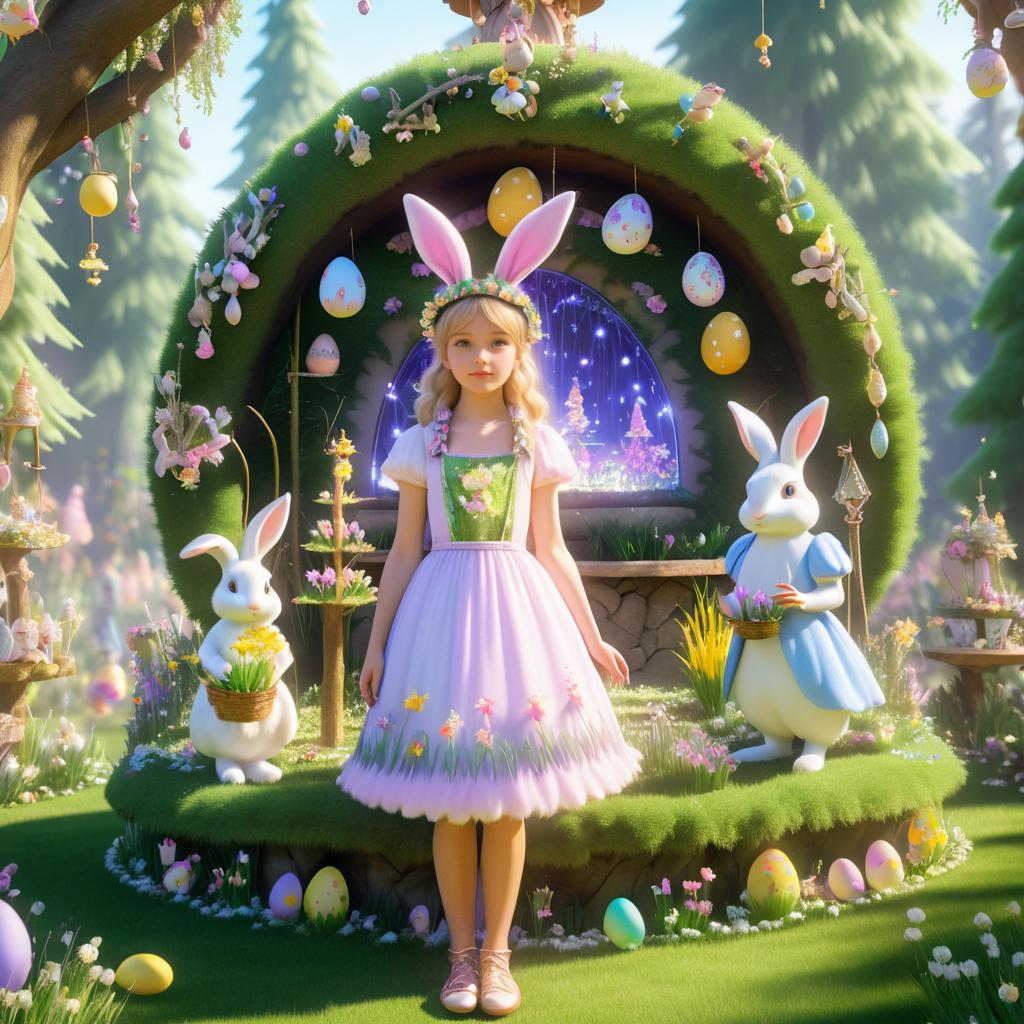 Whimsical Easter Fairy in Enchanted Forest