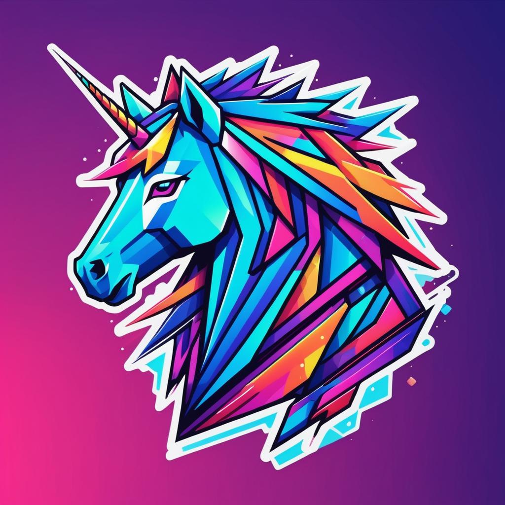 Futuristic Mechashot Unicorn Sticker Design