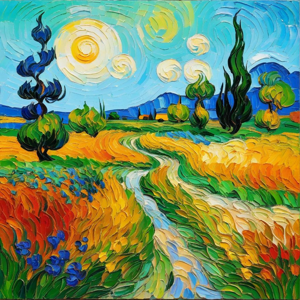 Vibrant Impasto Landscape Inspired by Van Gogh