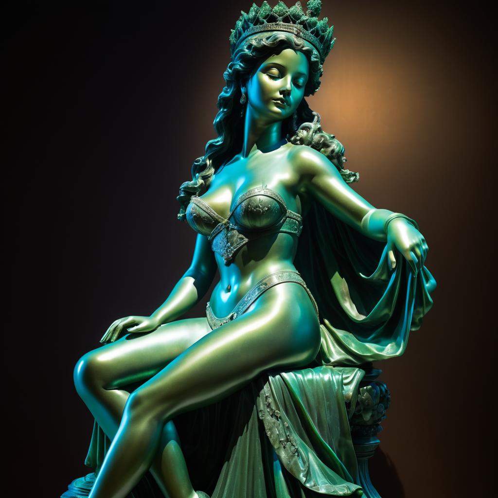 Seductive Bronze Queen Statue Portrait