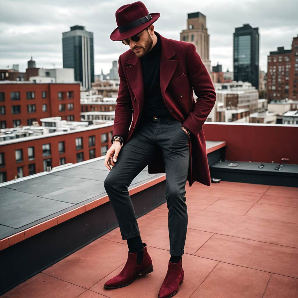 Chic Musician on Vibrant Rooftop Terrace