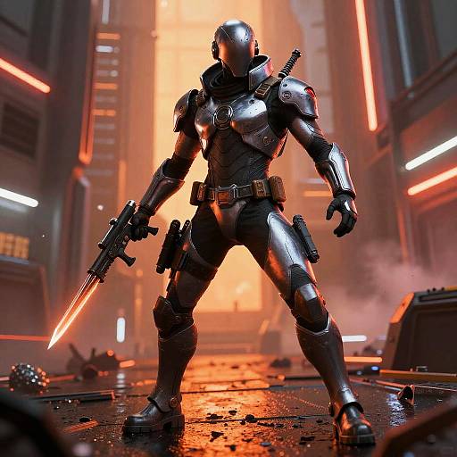 Futuristic Renegade Raider in Neon City