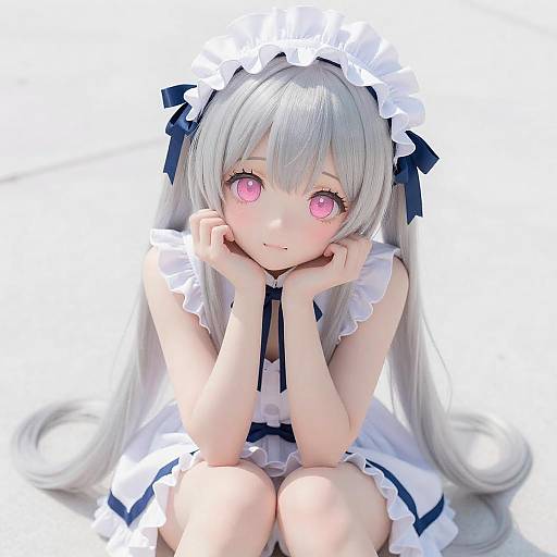 Cute Anime Girl with Silver Hair