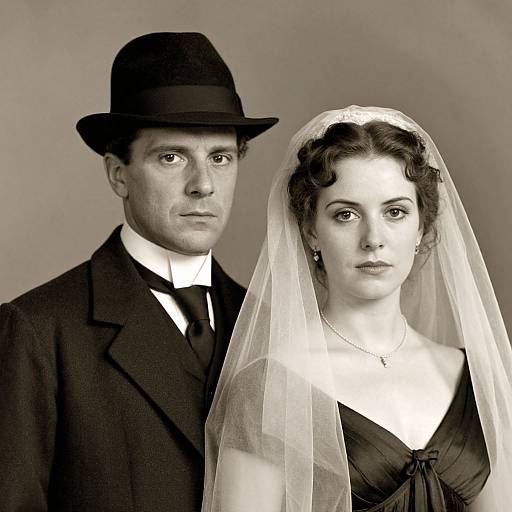 Vintage Portrait of Serious Couple