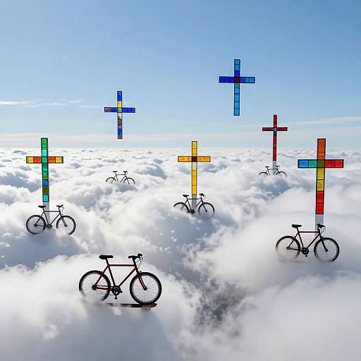 Stained Glass Bicycles in Sky