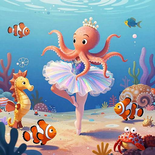 Ollie the Octopus in Sea-Shell Tutu