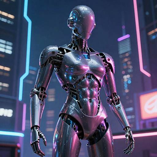Futuristic Cybernetic Humanoid with Glowing Abs