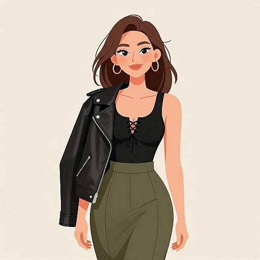 Smiling Woman in Casual Chic Outfit