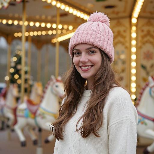 Cozy Christmas Portrait with Carousel