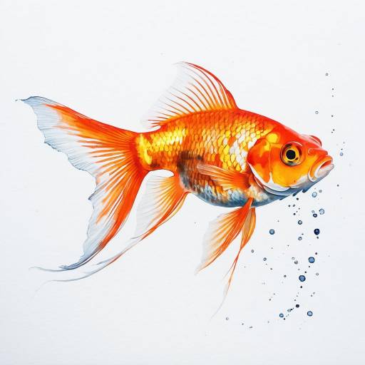 X-Ray Style Goldfish Watercolor Illustration