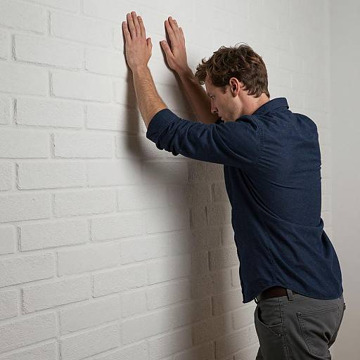 Man Leaning Against Brick Wall
