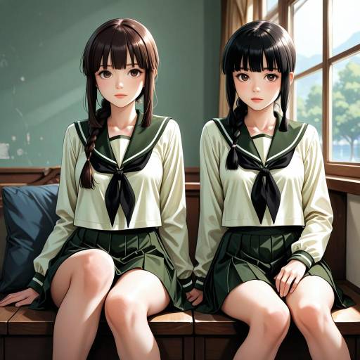 Schoolgirls in Serafuku with Blush