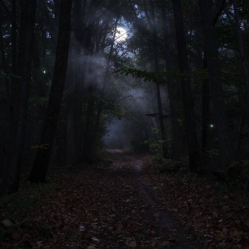Moonlit Forest Path with Wildlife