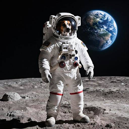 Heroic Dog Astronaut on Moon