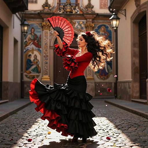 Voluminous-Haired Flamenco Dancer Scene