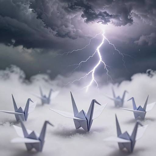 Storm Clouds Unfolding Paper Crane Army