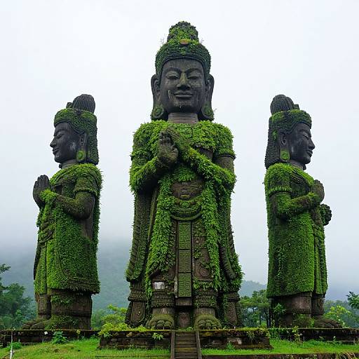 Colossal Statues Embraced by Nature