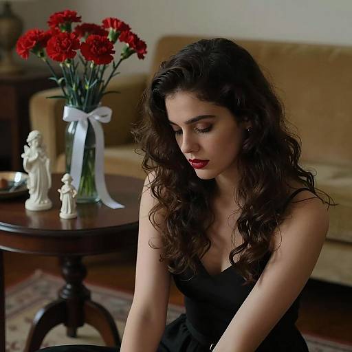 Melancholic Woman in a Dim Room